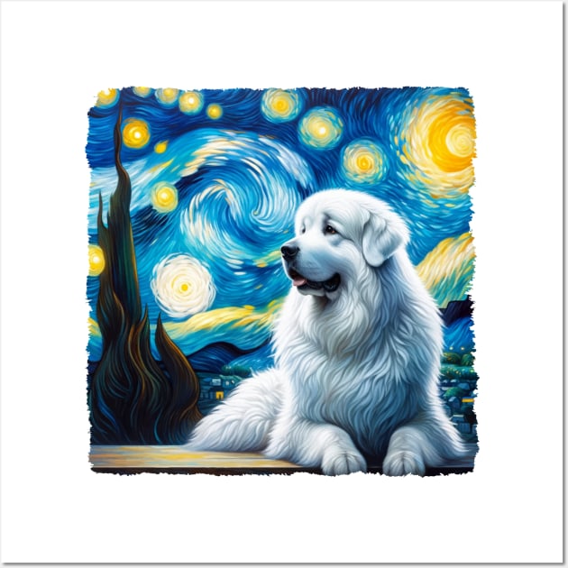 Starry Great Pyrenees Dog Portrait - Pet Portrait Wall Art by starry_night